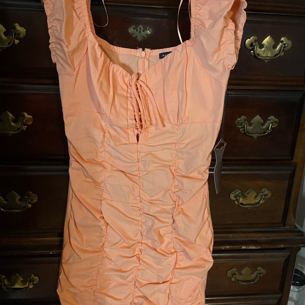 Peach Ruched Dress